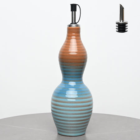 [해외]ANLYAWX 수제 세라믹 올리브 오일 디스펜서 - 주방용 소형 식초 및 간장병 조리 용기 비누 인체공학적 디자인 요리 애호가 셰프를 위한 훌륭한 blue - Oil bot