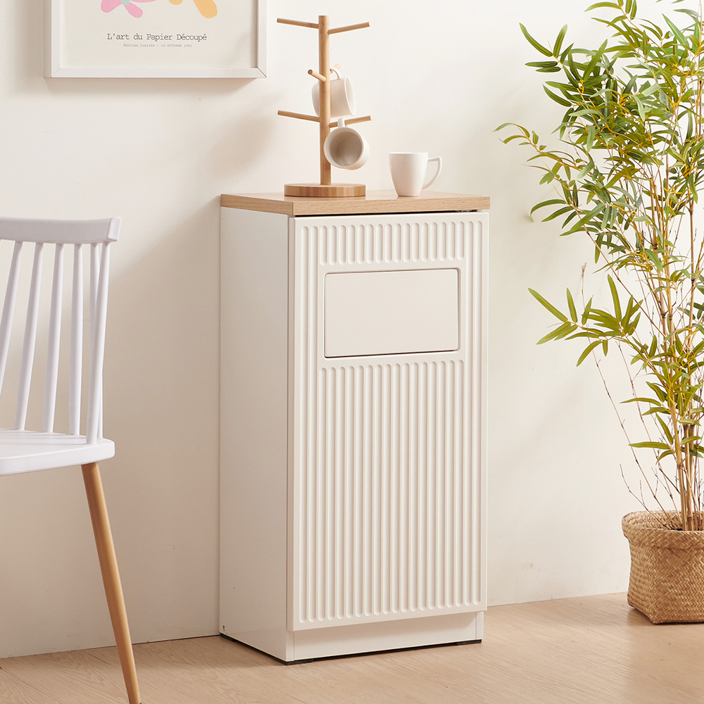 인테리어 분리수거수납장 재활용 분리형 대용량 사무실 카페 수납장 1구, 화이트