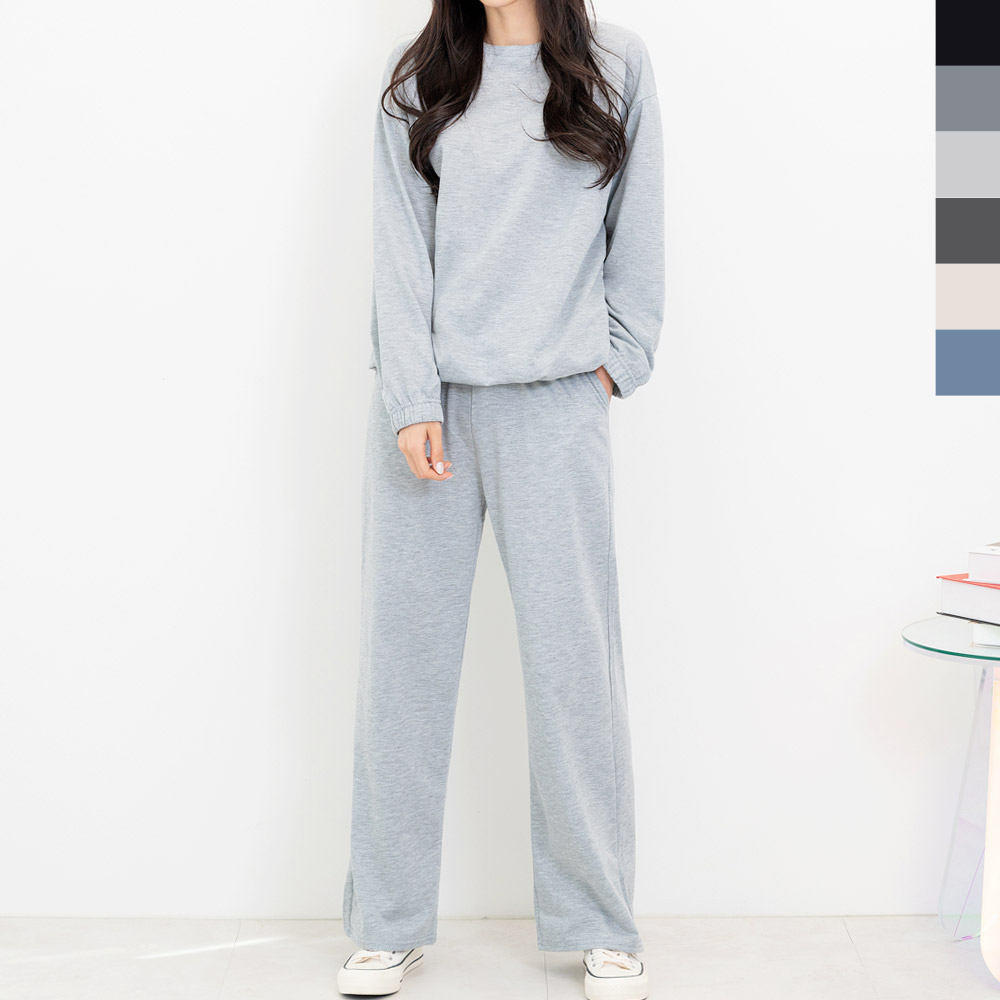 GQQ M780_M280 여자밴드맨투맨와이드바지세트 - 메인 이미지