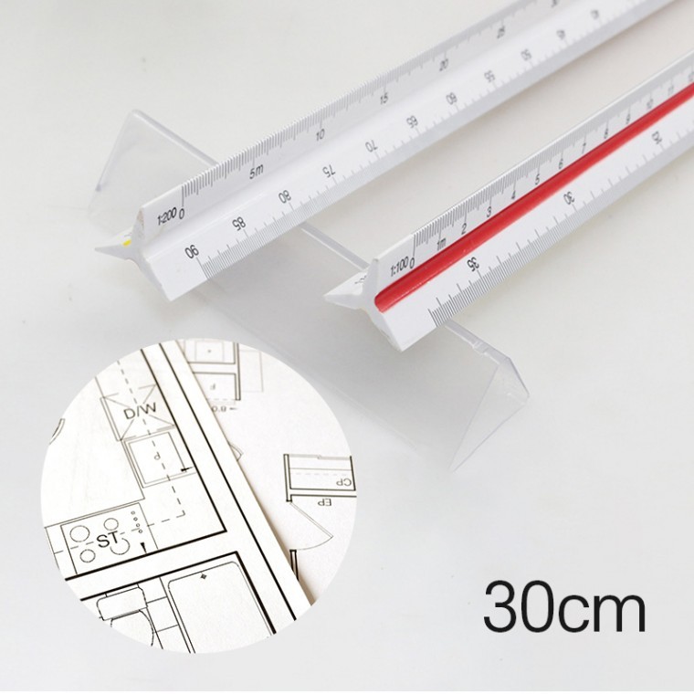 저배율 제도 도면 삼각 스케일 자 30cm DD-10737 - 메인 이미지