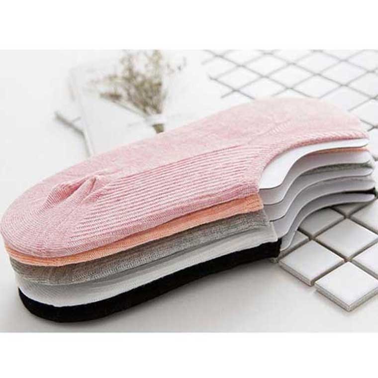 여성용 골지 페이크삭스 여성덧신 안벗겨지는덧신 5개세트 - 상품 이미지