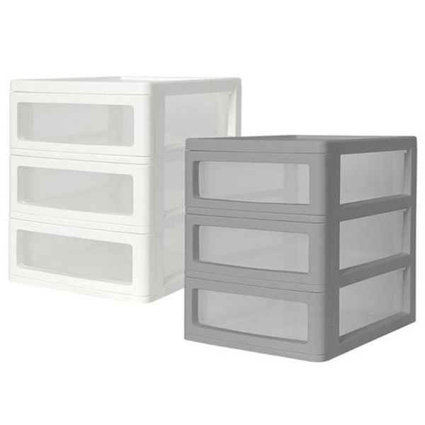 다용도 3단 서랍장 투명 플라스틱 서랍장 소형 화이트