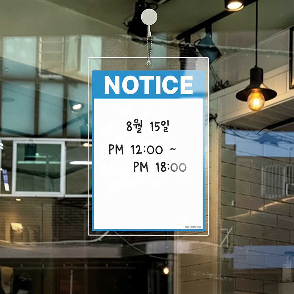 아크릴 걸이형 메모보드 NOTICE4 알림 안내판 21x30cm 화이트판 - 상품 이미지