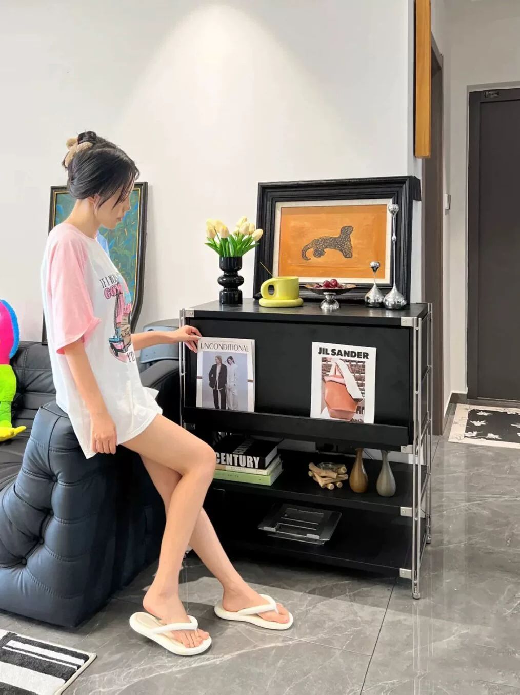 턴테이블장 수납장 거실 장식장 매거진랙 오디오턴테이블 - 상세 이미지 2