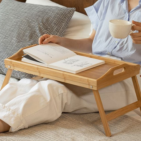 접이식 원목 베드 테이블 사이드 미니 베드 테이블 쟁반 우드