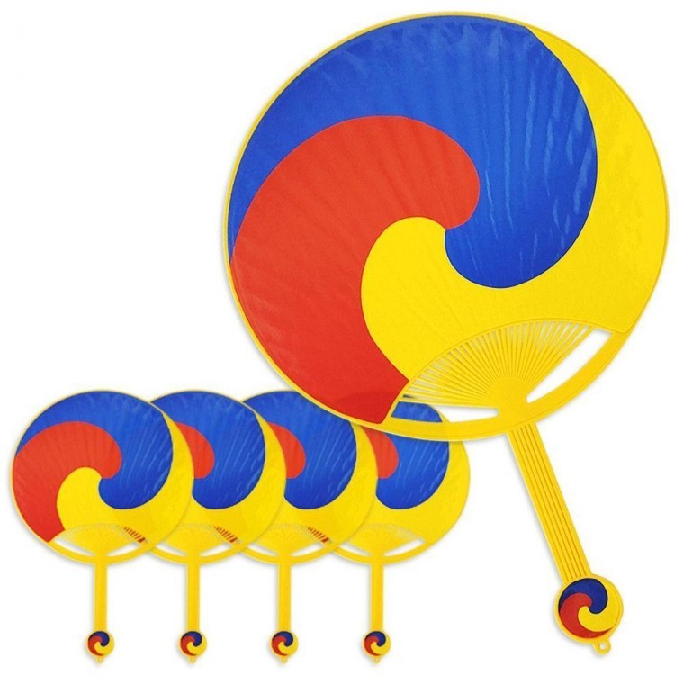 왕부채 태극 여름 종이부채 28cm 5매 손부채 여름부채 휴대용부채 - 상품 이미지