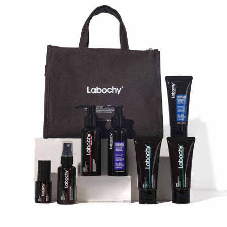 KooSwalla [해외]구스왈라 라보치 시어 버터 헤어 케어 여행 키트 7PCS 프리미엄 여행용 사이즈 제품으로 부드럽고 한 모발을 위한 보습 및 영양 공급 가방 포함 Tea Tree-Travel