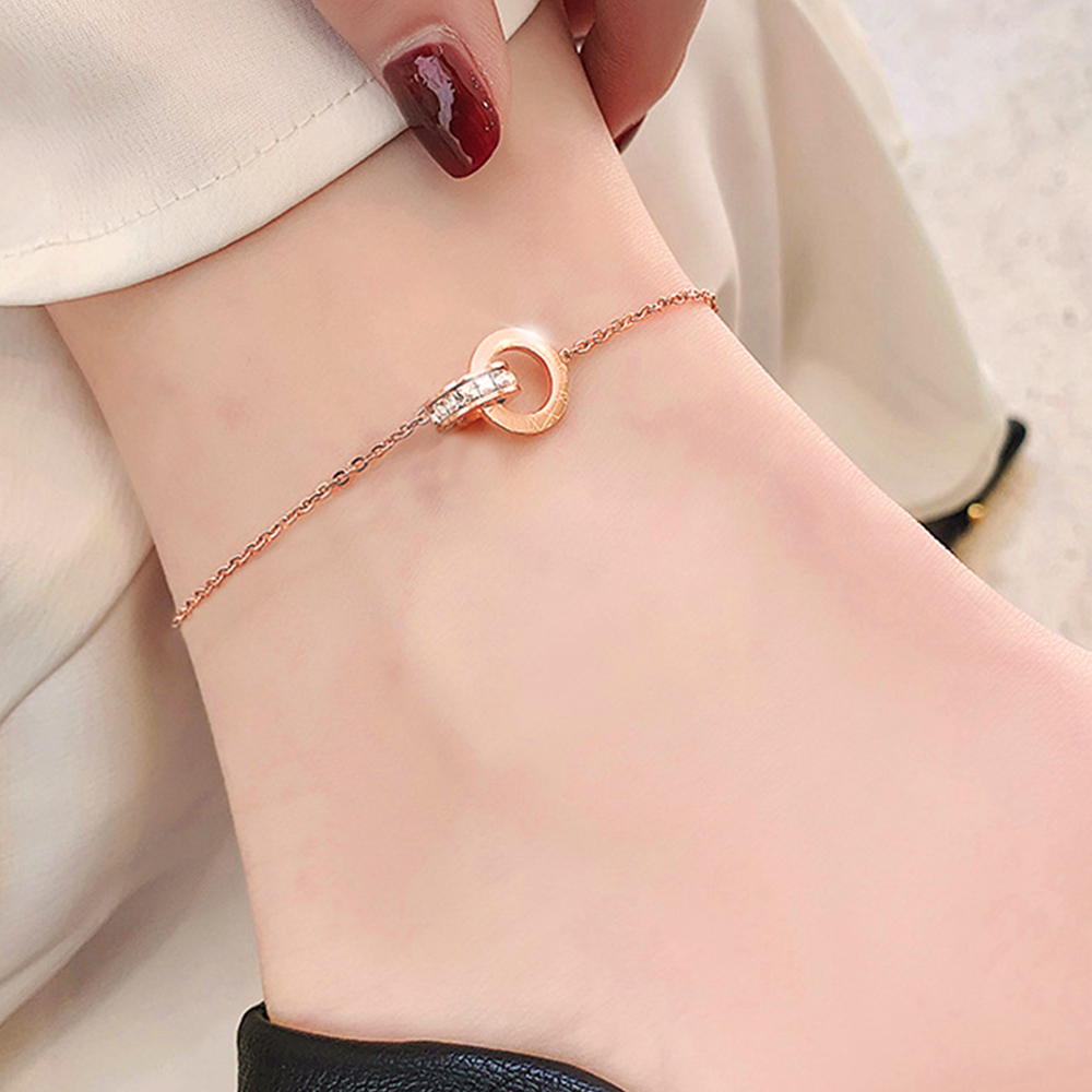 써지컬 발찌 여성 데일리 엑세서리 주얼리 로제큐빅 / 팬턴트 여름 변색없는 레이어드 포인트 - 메인 이미지