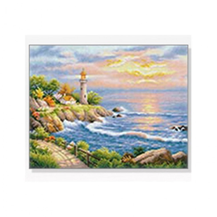 EAS DIY 보석십자수 풍경시리즈 등대와 노을 40X50 - 상품 이미지