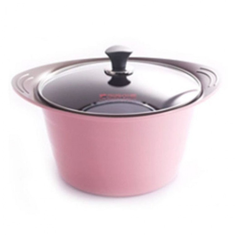 세라믹 냄비 찌개 곰솥 핑크 16x 26cm 라면 주방 코팅 편수 양수 - 상품 이미지