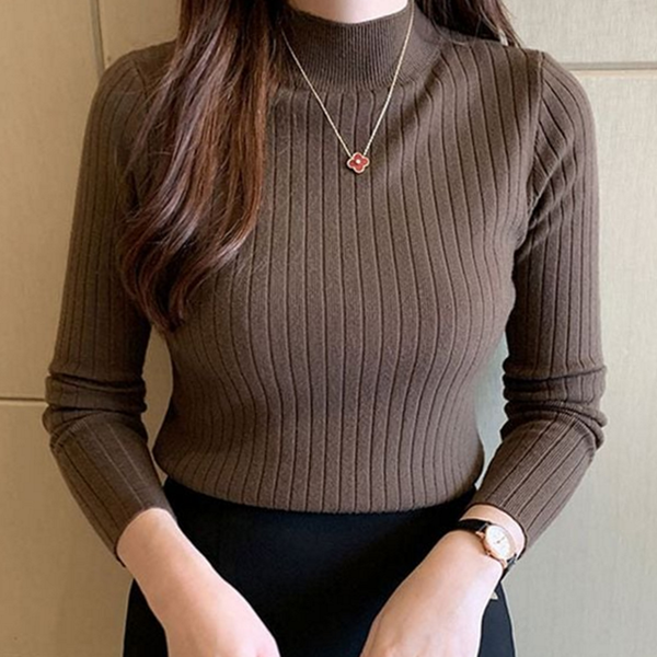 골지 여성 반폴라 폴라티 티셔츠 데 여자 반목 티셔츠 이너 - 상품 이미지