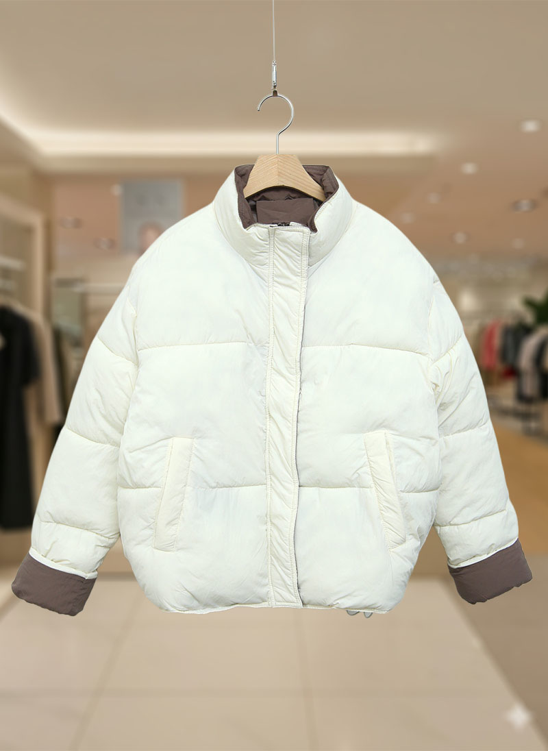 투톤 하이넥 배색 숏패딩 (3color) VWOPJP3EJ36 - 상세 이미지 5