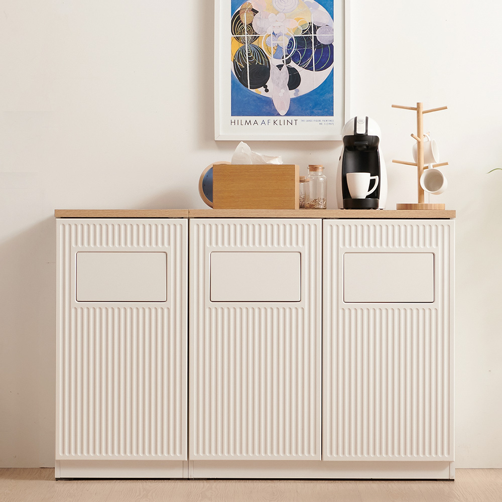 인테리어 분리수거수납장 재활용 분리형 대용량 사무실 카페 수납장 1구, 화이트