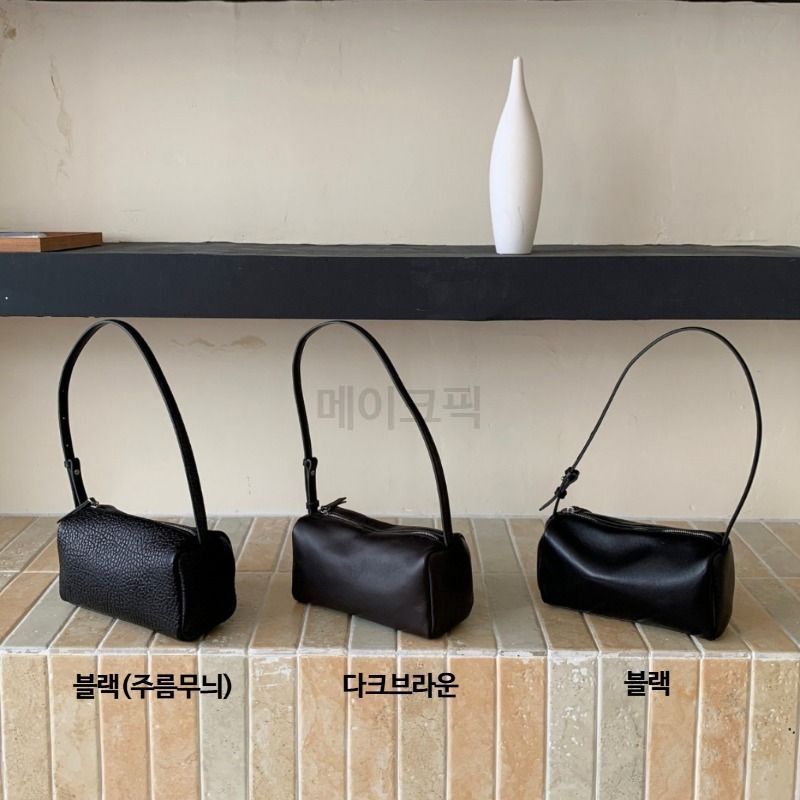 여성 양가죽 숄더백 미니멀한 디자인 활용도 높은 크로스백 데일리 고급스러운 원형 버킷백 - 상세 이미지 4