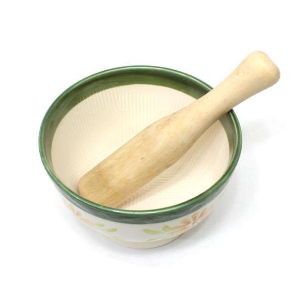 도자기 절구 대 마늘다지기 마늘빻기 주방 절구통 - 메인 이미지