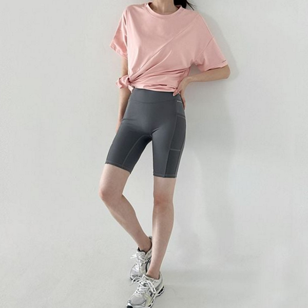 루즈핏 여성 커버 업티 티셔츠 데 여성 반팔 티셔츠 라운드 - 상품 이미지