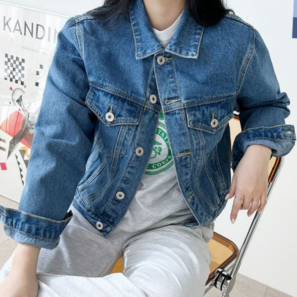 루즈핏 여자 데님 자켓 데 여성 청 자켓 아우터 봄 - 상품 이미지