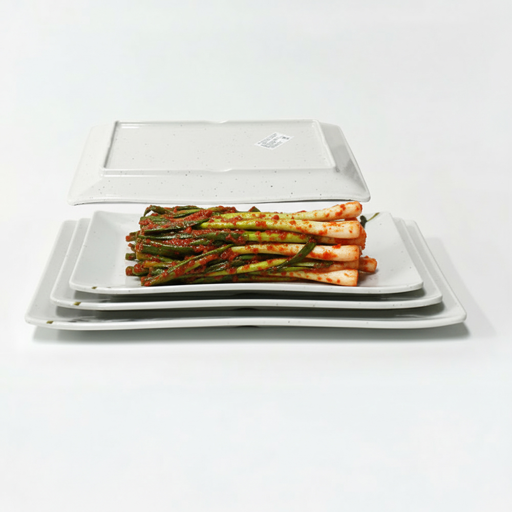 도라지 멜라민 넓은 사각 접시 업소용 플레이팅 접시 - 상품 이미지