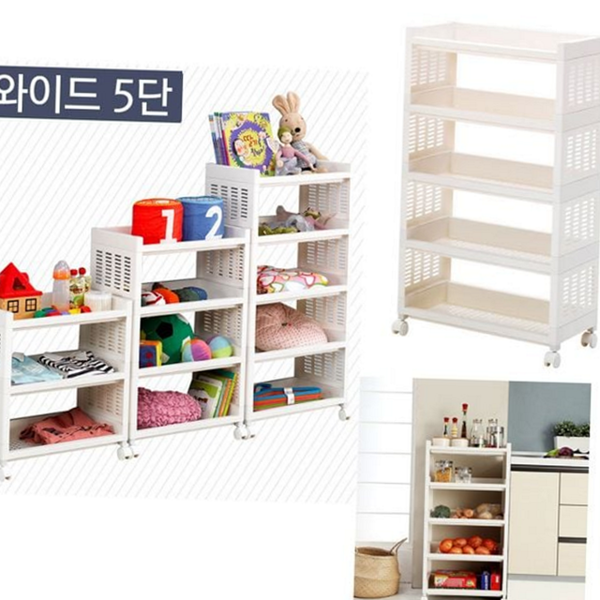 바퀴형 이동식 수납장 좁은 틈새 수납장 화이트 정리함 주방 - 상품 이미지