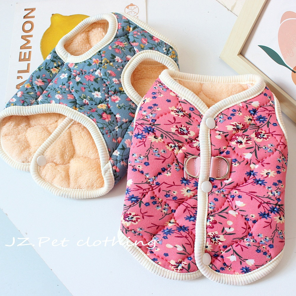 꽃무늬강아지겨울옷 강아지조끼 소형견 강아지옷 커플