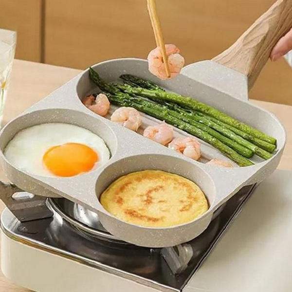 다기능 인덕션 계란 후라이팬 우드 논스틱 에그 3구 코팅 멀티