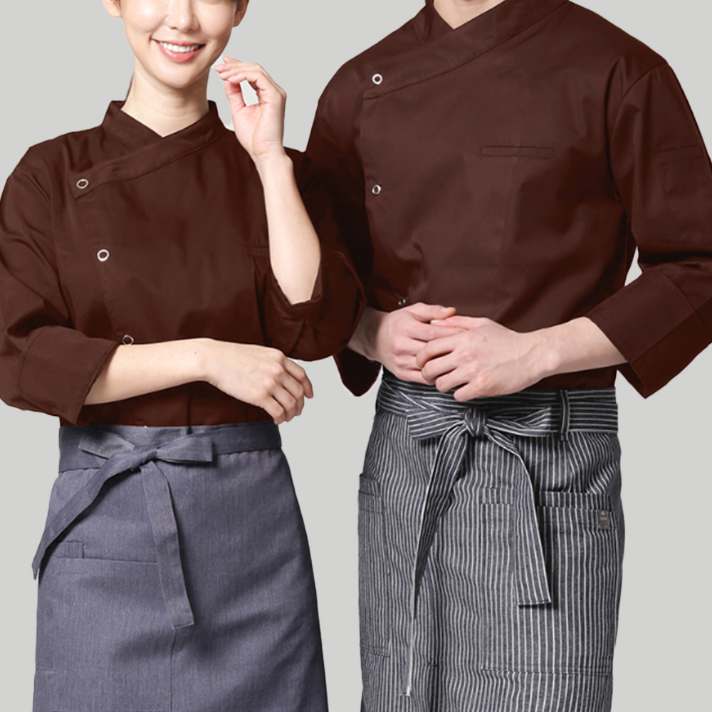 (5color)크로스넥 스냅칠부조리복 세프복 주방유니폼 - 상세 이미지 4