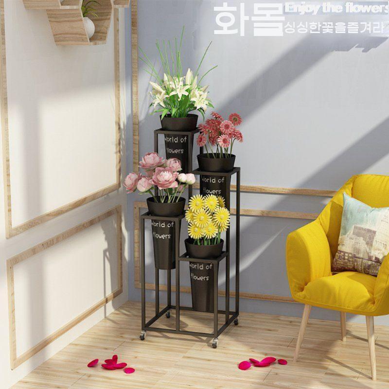꽃집 진열대 식물 꽃다발 거치대 화분 스탠드 정리대 꽃가게 철제 버킷포함 선반 랙 - 상세 이미지 3