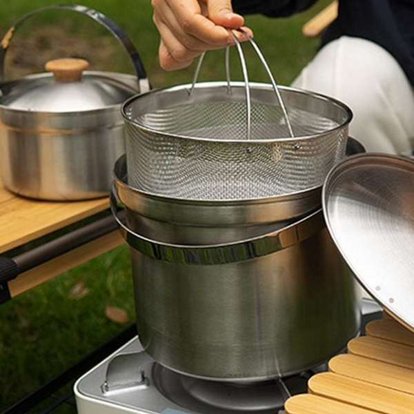 휴대용 캠핑 냄비 세트 야외용 캠핑용 냄비 스테인레스 프라이팬 코펠