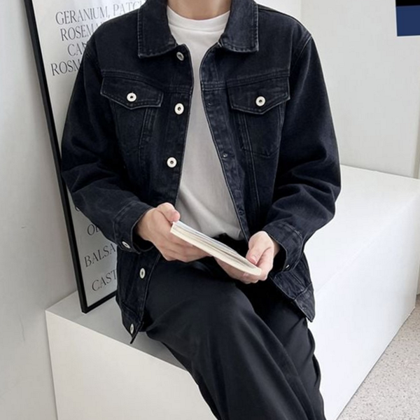 데 남성 청자켓 오버핏 남자 데님자켓 캐주얼 가을 - 상품 이미지