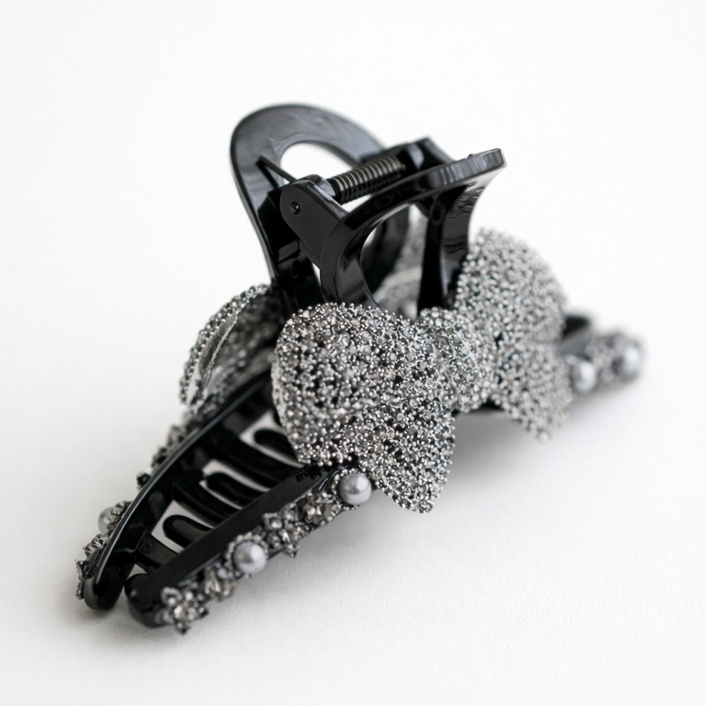 루드 클래식 크리스탈 리본 헤어집게핀 L25SSAC32