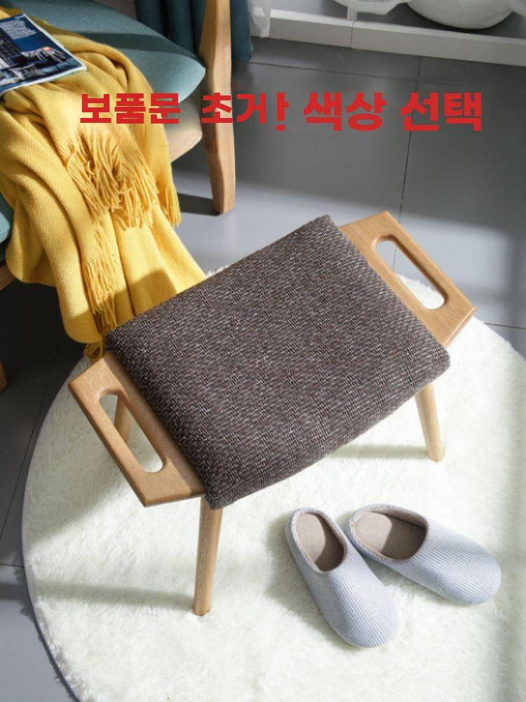 원목 낮은의자 미니멀 낮은 스툴 북유럽 풋스툴 우드 와비사비 화이트 - 상세 이미지 4