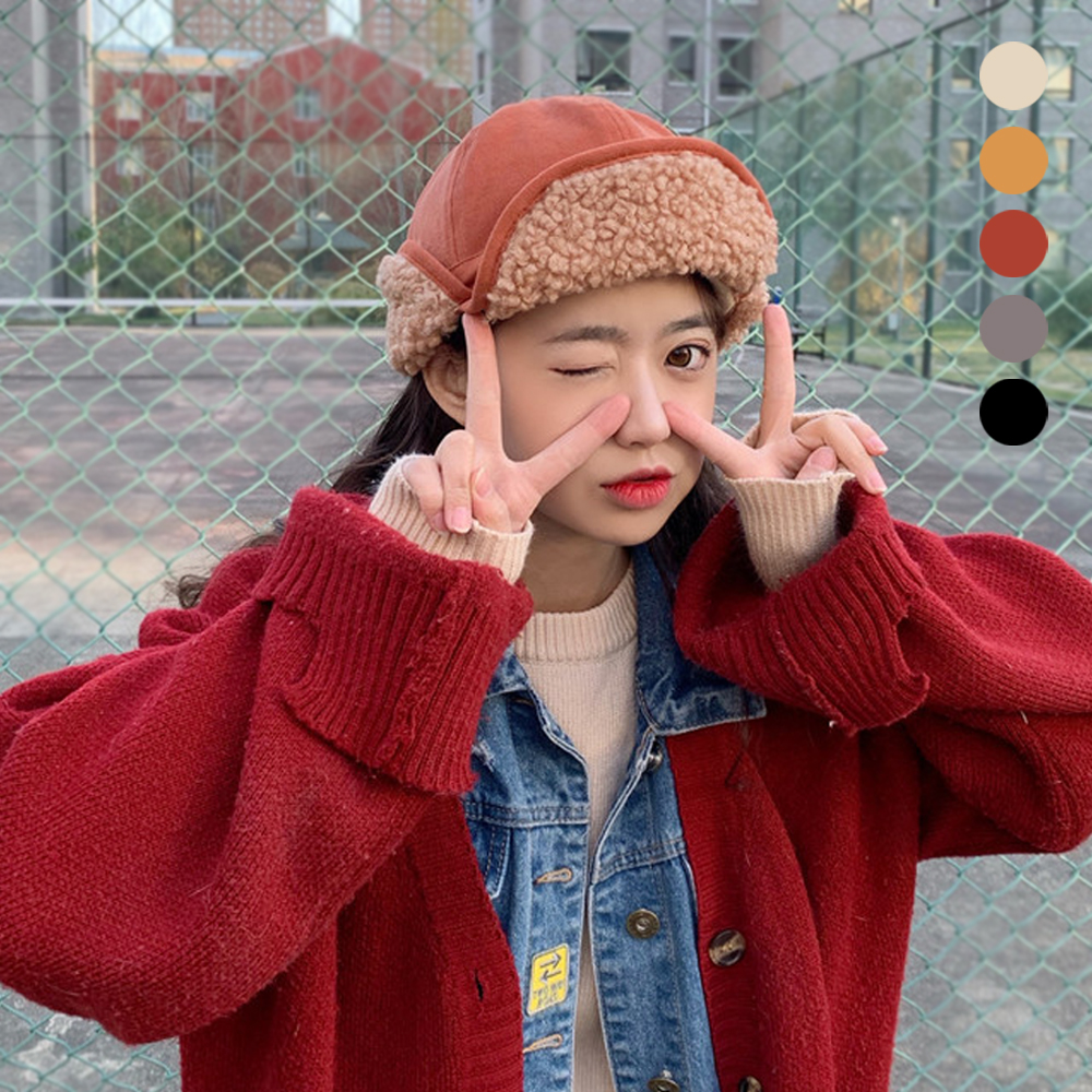 여성 뽀글이 안감 캡 방한 모자 URK-216 - 메인 이미지