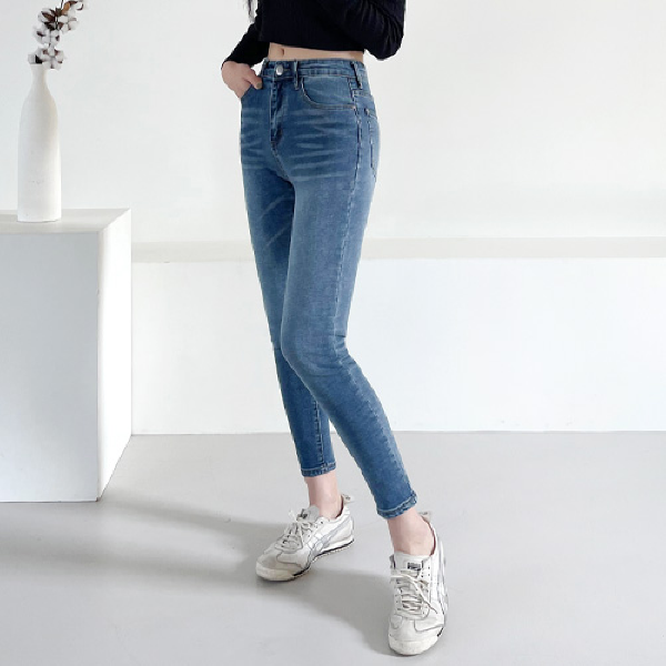 챤 캣워싱 슬림 스판 데님 스키니 팬츠 UJB-19043 - 상품 이미지