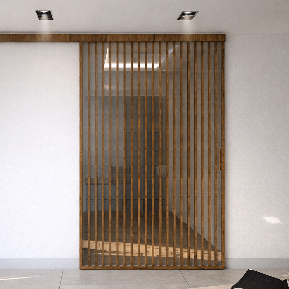 아파트 현관 중문 원슬라이딩 전체간살 중문 도어 (우드제품)