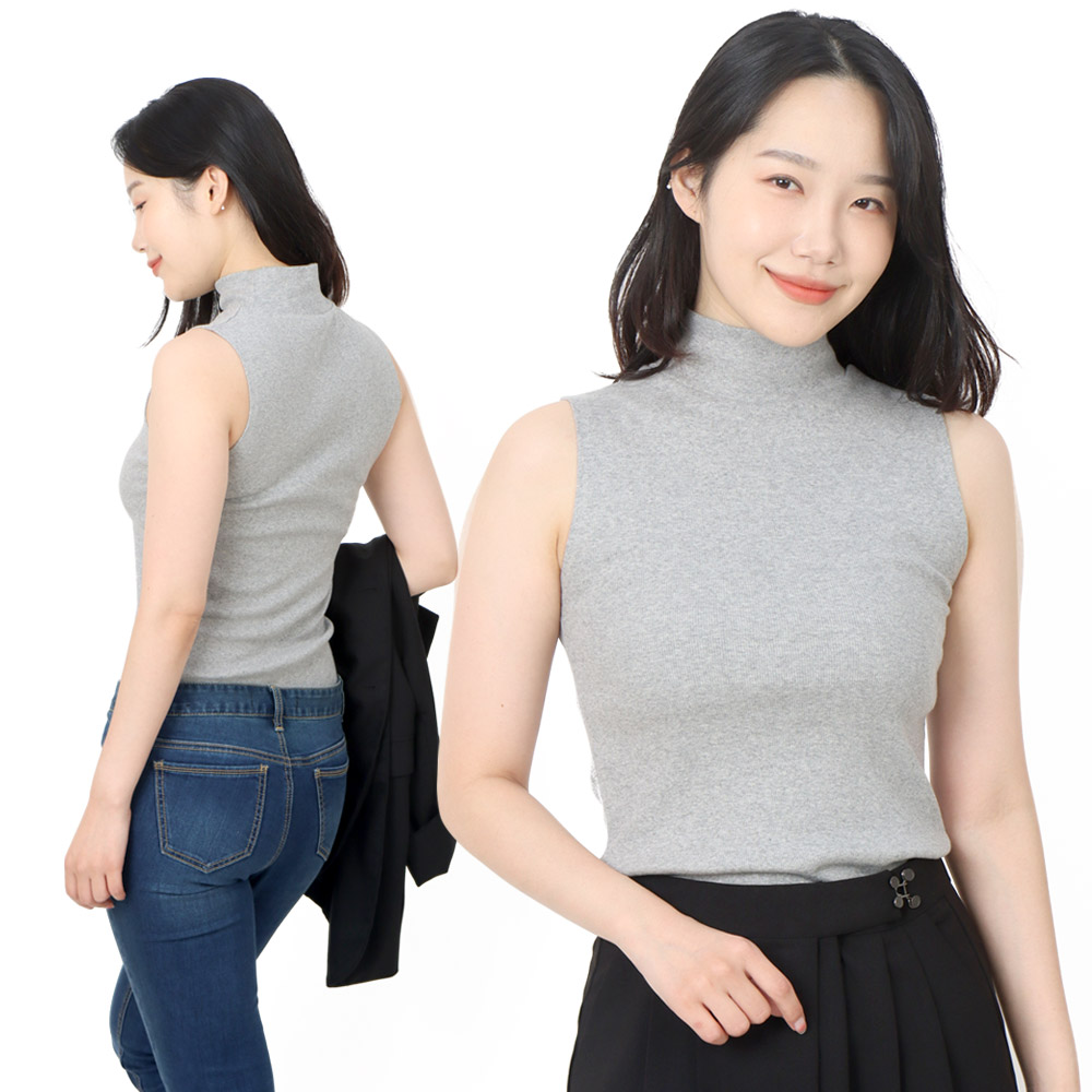 여성 면 골지 스판 반목폴라 이너 나시 - 상품 이미지