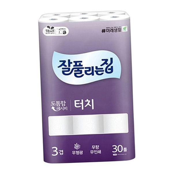 부드러운 3겹 두루마리휴지 롤롤 30롤 두루마리휴지 대용량 무형광 가정용 - 상품 이미지