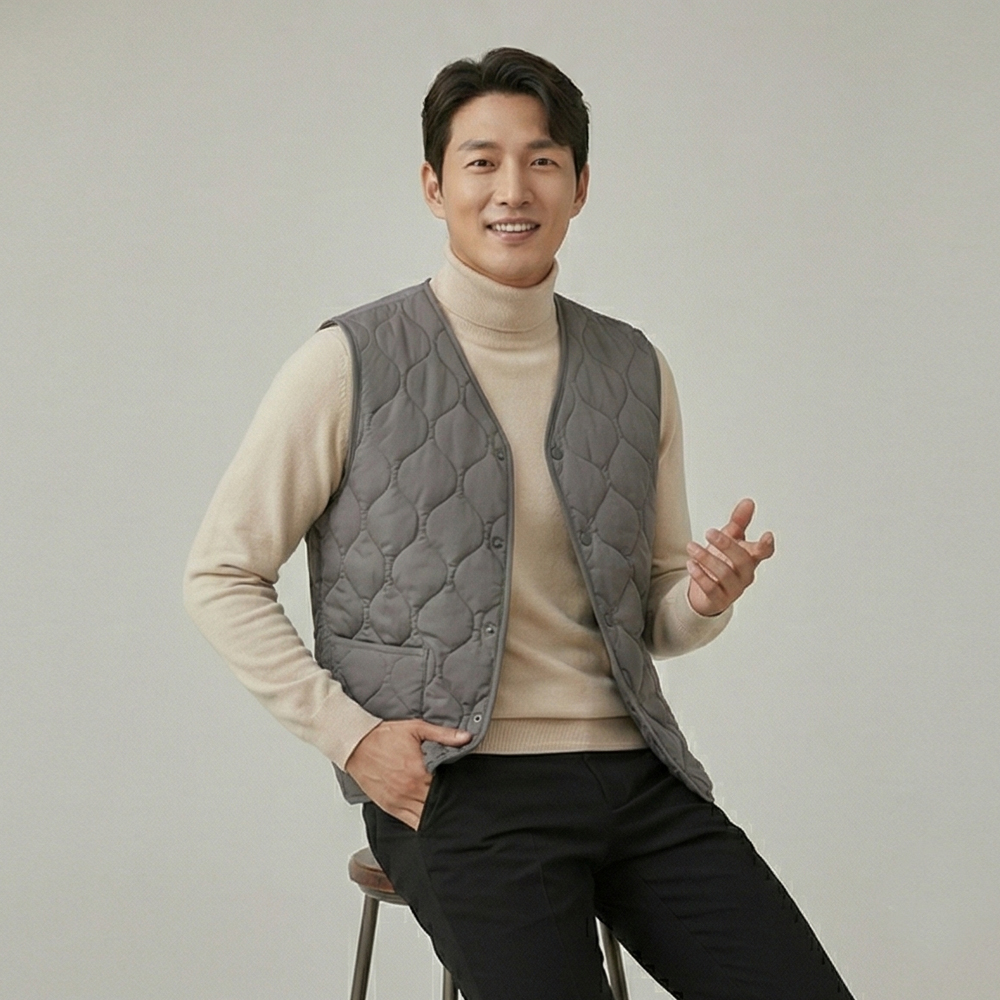 비엠 1+1 남성 겨울 융기모 털 조끼 신사 정장 이너 양털조끼 아빠 할아버지 선물 - 상세 이미지 4