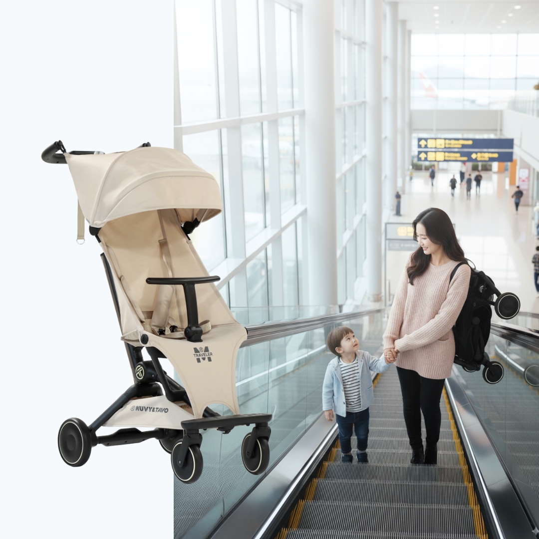 [누비앤타보] NUVY 트래블러M 여행용 트라이크 초경량 기내반입형 폴딩 베이지