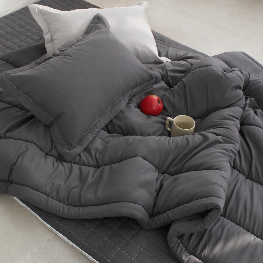 아르떼베딩 바닥에까는 미끄럼방지 누빔 요세트(요커버+솜매트+이불) 프렌치 그레이 S 5cm