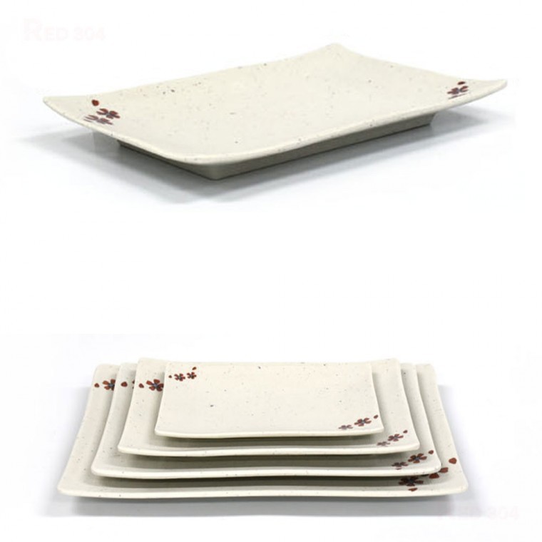 사각 멜라민 한정식 생선접시 반찬접시 일식 스끼다시 초밥 사시미 접시 가로 20cm 26cm - 상품 이미지
