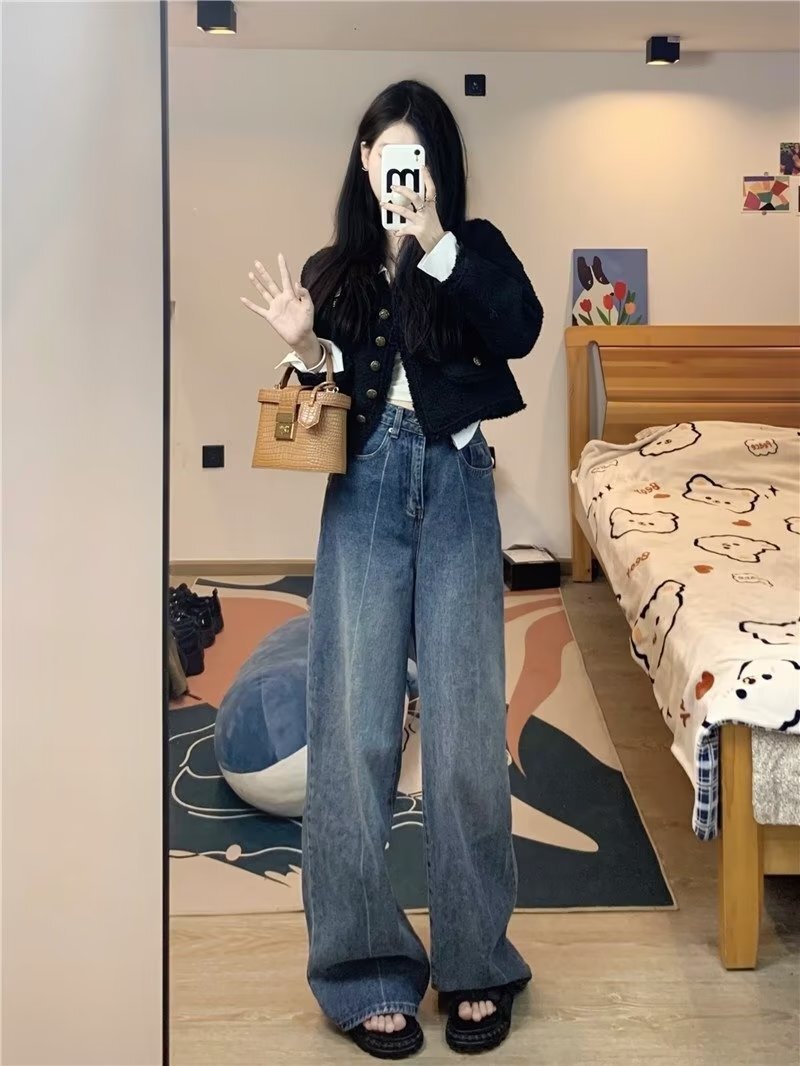 워싱 와이드 데님 팬츠 - 상품 이미지