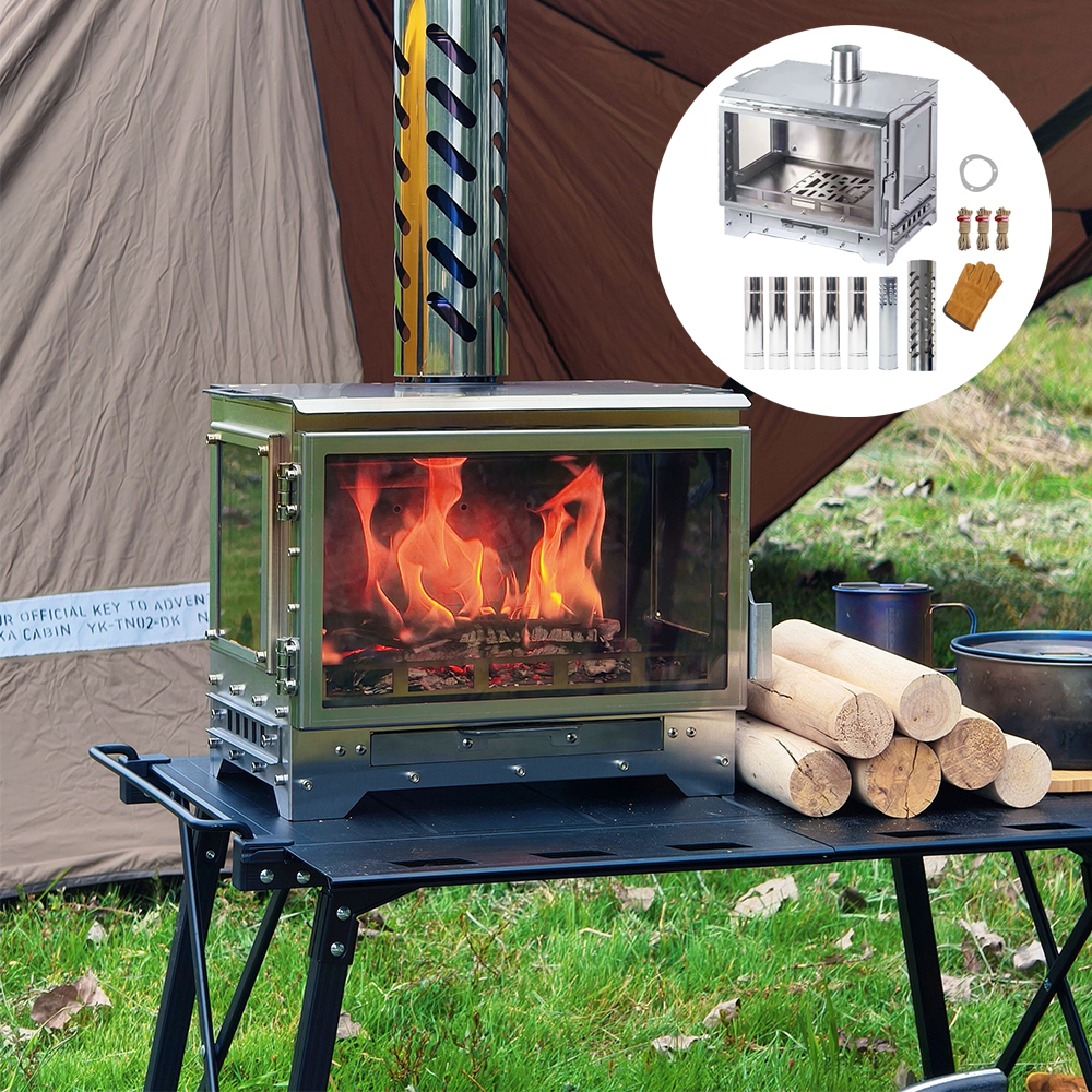 캠핑 화목난로 유리 스토브 장작 펠릿 불멍 이중연소 3면 유리 bp