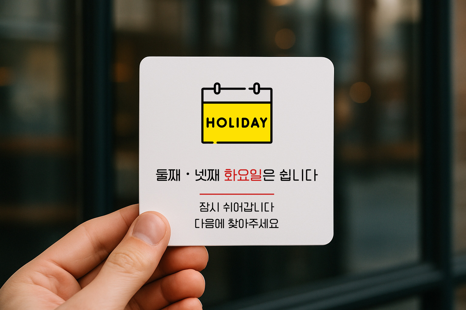 정기 휴무 화요일은 쉽니다 표지판 안내판 085 100x100 - 상품 이미지