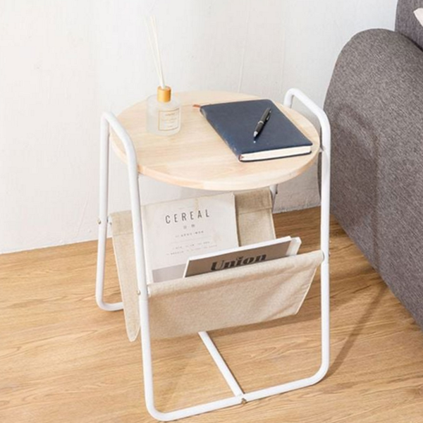 인테리어 원형 수납 테이블 이동식 린넨 수납 테이블 2단 거실