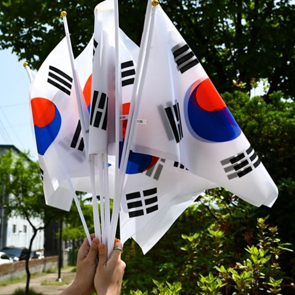깃대형 일체형 태극기 깃대 수기 태극기 국경일 광복절 삼일절 행사 - 상품 이미지
