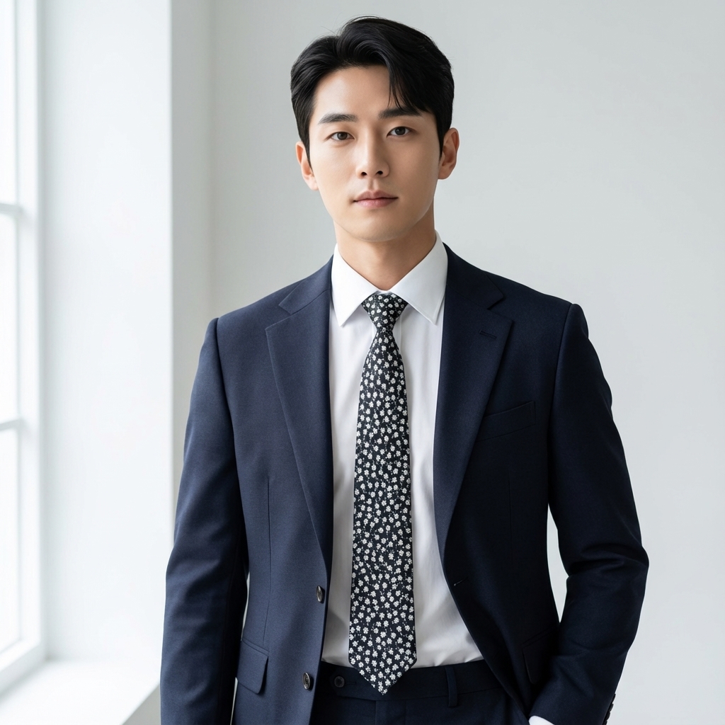 엠스코프 스몰 플라워 남성 지퍼형 자동넥타이 MN526 이미지 7