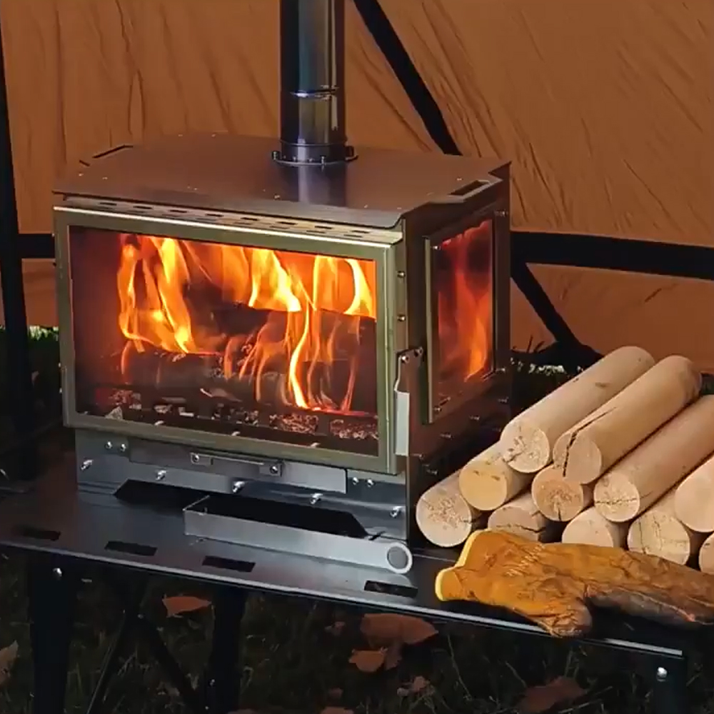 캠핑 화목난로 유리 스토브 장작 펠릿 불멍 이중연소 3면 유리 bp
