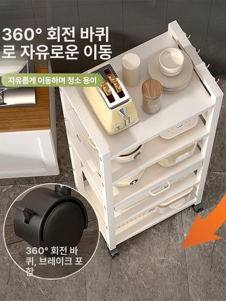 주방 전자레인지 선반 이동식 수납장 밥통 다이 4단 정리대 - 상세 이미지 2