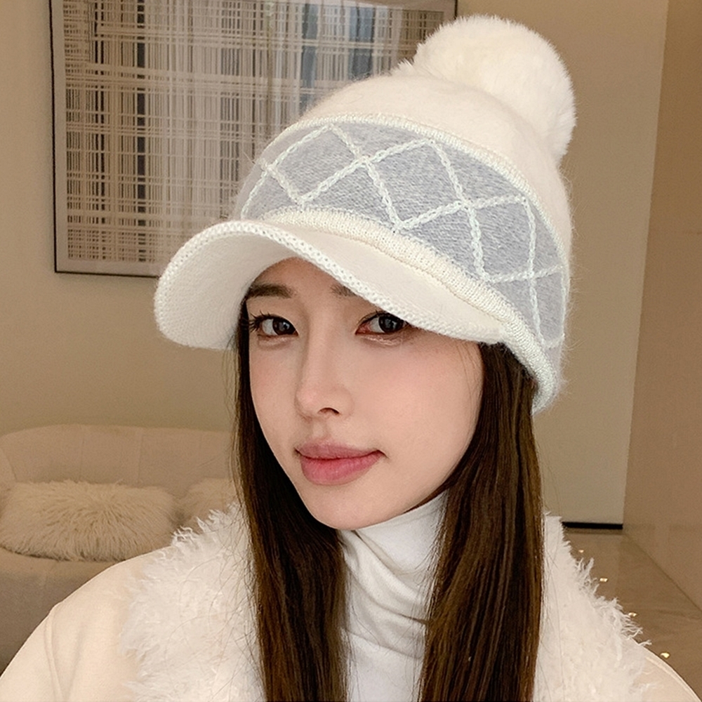 아가일 여성 토끼털 겨울모자 방울 털모자 방한모자 - 메인 이미지
