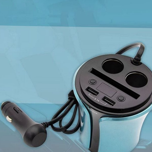 홀더형 차량용 시가 잭 충전기 멀티 차량용 usb 충전기 2구 - 상품 이미지